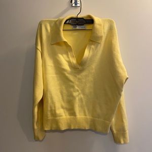 Zara open collar sweater in yellow in small